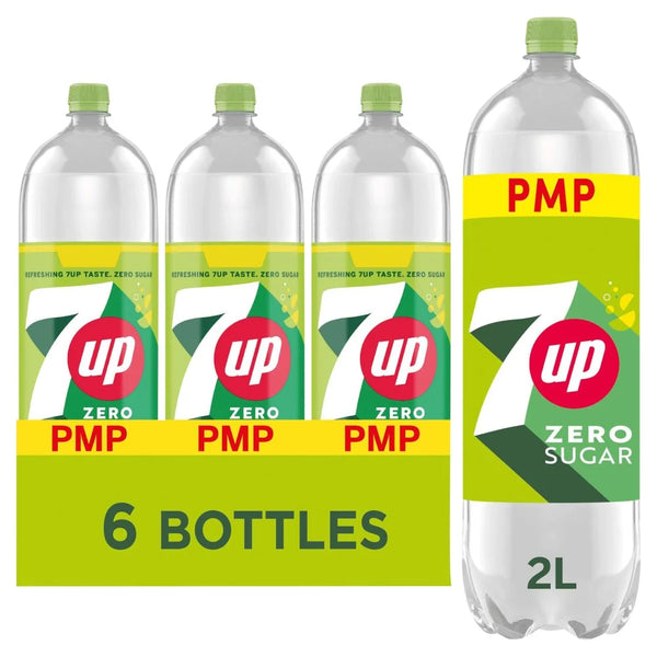 7UP Zero Sugar Free Lemon & Lime 2L bottle, front of pack