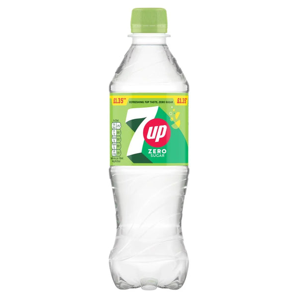 7Up Zero Sugar Lemon & Lime 500ml bottle, front of pack