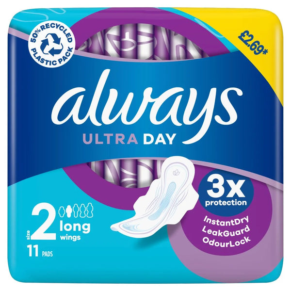 Always Ultra Day Long (Size 2) Pads with Wings x44, front of pack