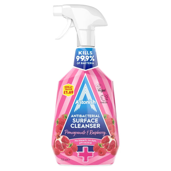 Astonish Pomegranate and Raspberry Antibacterial Surface Cleanser 750ml, front of pack