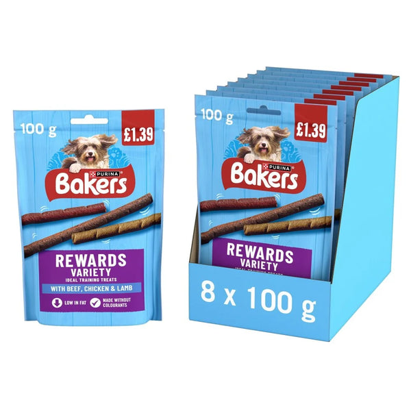 Bakers Rewards Beef, Chicken and Lamb Dog Treats 100g, front of pack