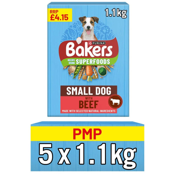 Bakers Superfoods Small Dog Beef Dry Dog Food 1.1kg, front of pack