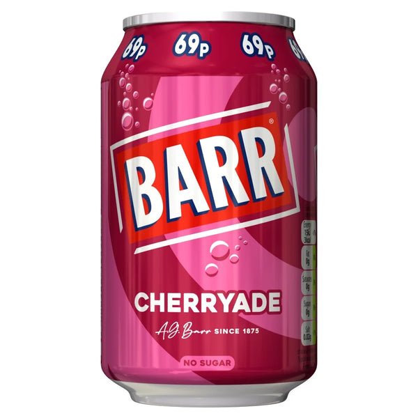 Barr Cherryade Soft Drink Can 330ml, front of pack