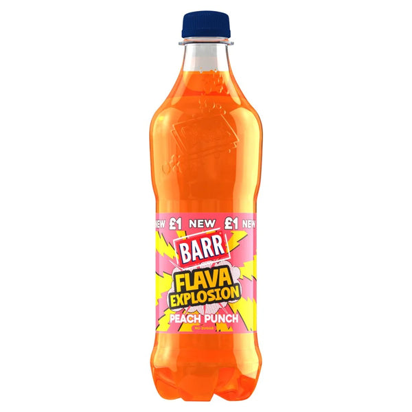 Barr Flava Explosion Peach Punch 500ml, front of pack