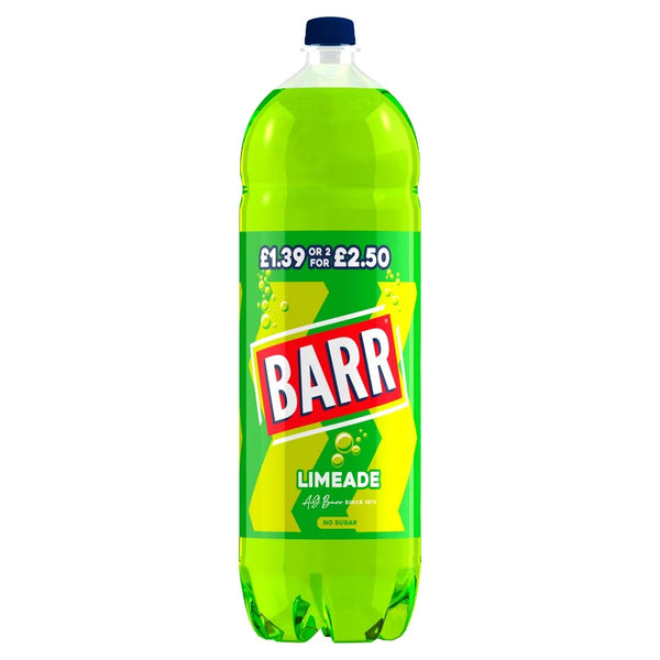 Barr Limeade Soft Drink 2L bottle, front of pack