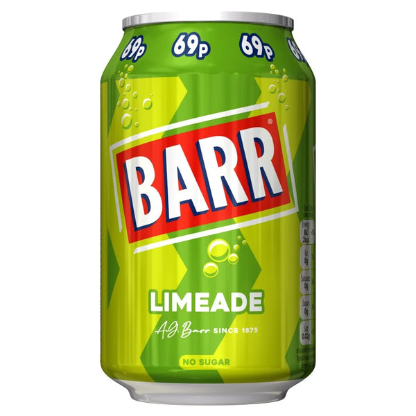 Barr Limeade Soft Drink Can 330ml, front of pack