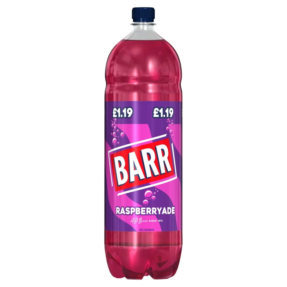 Barr Raspberryade 2 litre bottle, front of pack