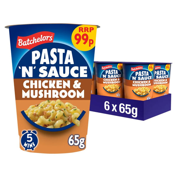 Batchelors Pasta 'n' Sauce Chicken and Mushroom Flavour Pot 65g, front of pack