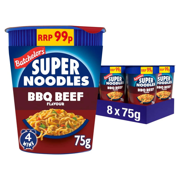 Batchelors Super Noodles BBQ Beef Flavour 75g, front of pack