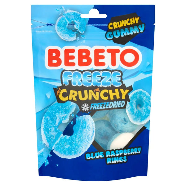 Bebeto Freeze Crunchy Freeze Dried Blue Raspberry Rings 35g, front of pack