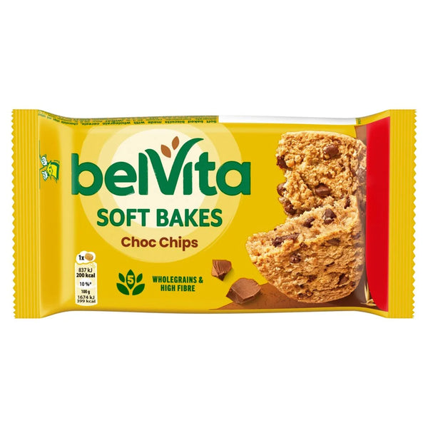 Belvita Soft Bakes Chocolate Chip Cereal Snack Bar 50g, front of pack