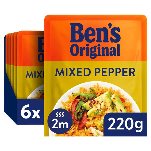 Ben's Original Mixed Pepper Microwave Rice 220g, front of pack