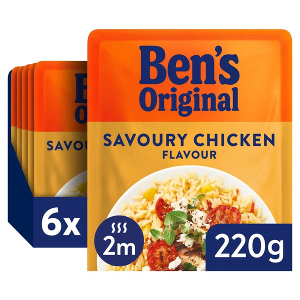 Ben's Original Savoury Chicken Flavour Microwave Rice Pouch 220g, front of pack