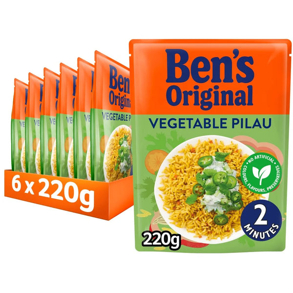Ben's Original Vegetable Pilau Microwave Rice 220g, front of pack