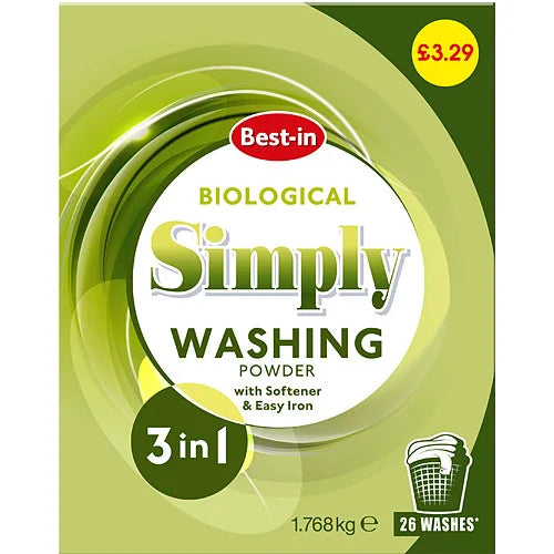 Best-In 3 In 1 Bio Powder 26 Wash, front of pack