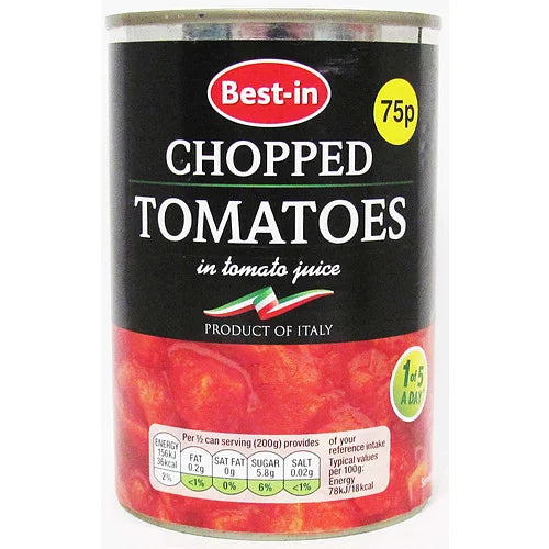 Best-In Chopped Tomatoes 400g Tin, front of pack