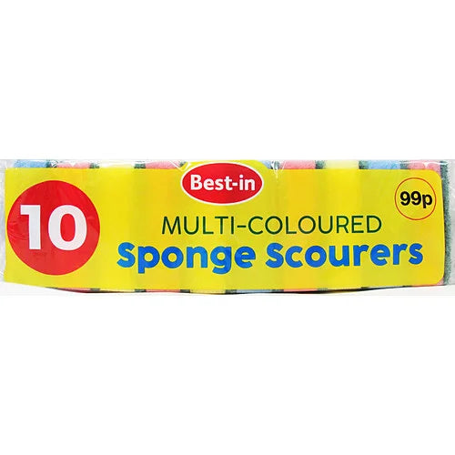 Best-In Multicolour Sponge Scourers 10 Pack, front of pack