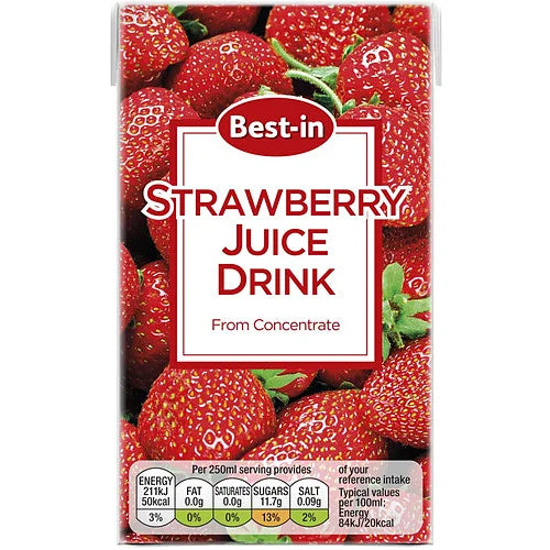 Best-In Strawberry Juice Drink 250ml, front of pack