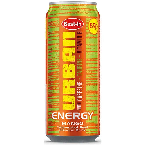 Best-In Urban Mango Energy Drink 500ml, front of pack