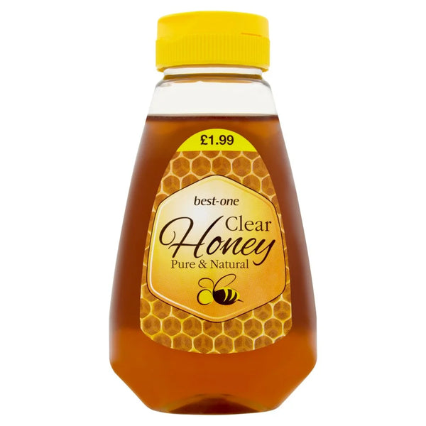 Best-One pure and natural clear honey, front of pack
