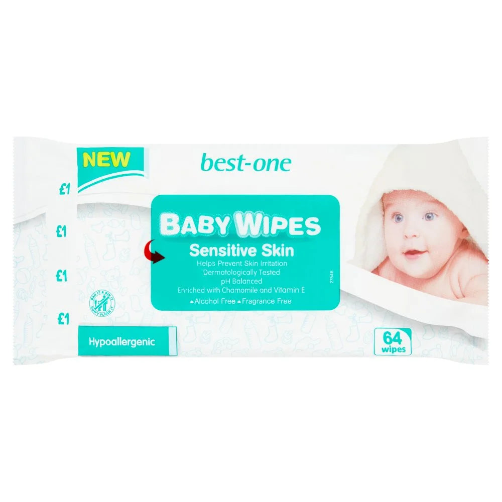 Best-One Sensitive Skin Baby Wipes 64 wipes, front of pack