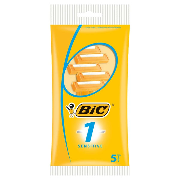 BIC 1 Sensitive Disposable Razors 5 Pack, front of pack