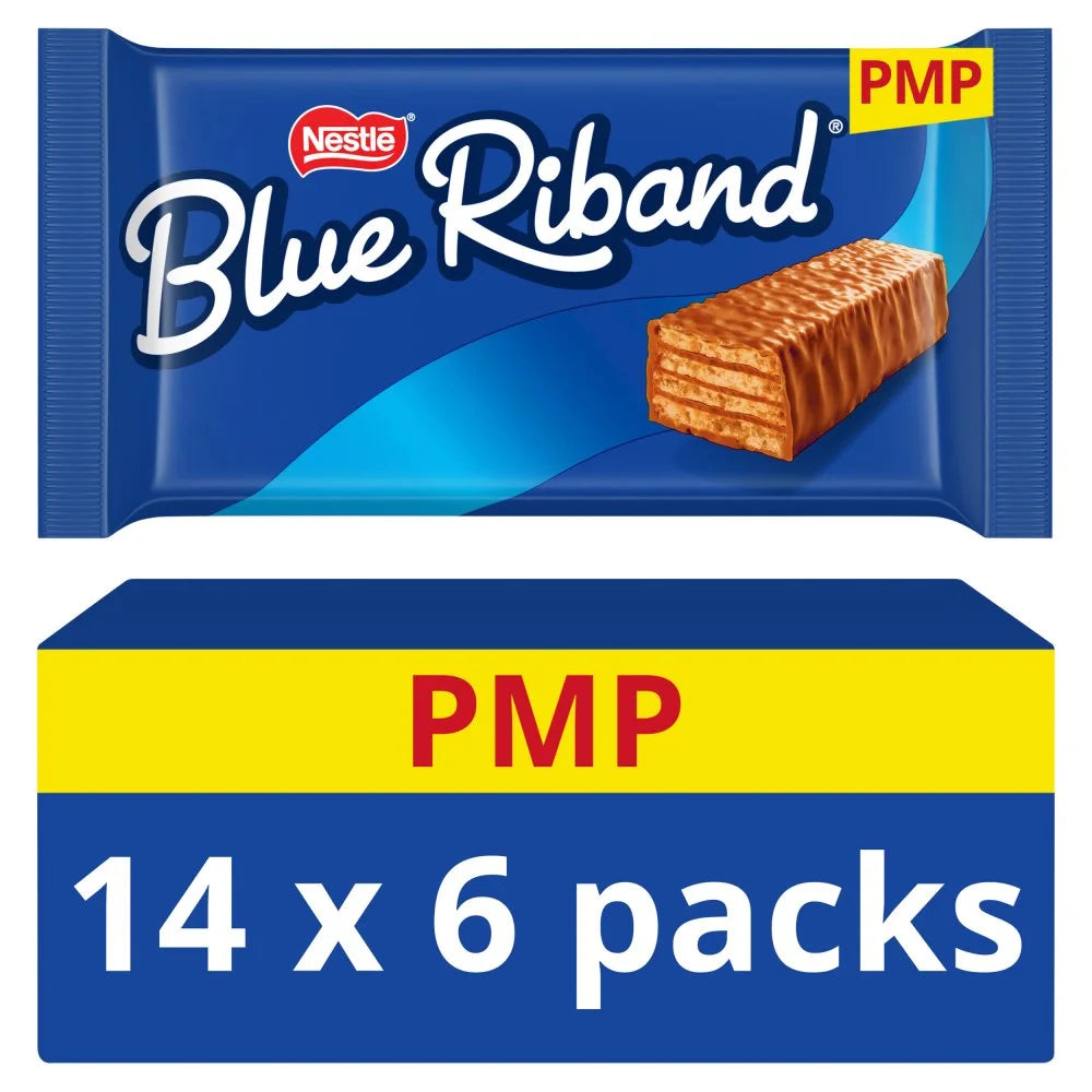 Blue Riband Wafer Biscuit Bar 6 Pack Multipack 108g, front of pack