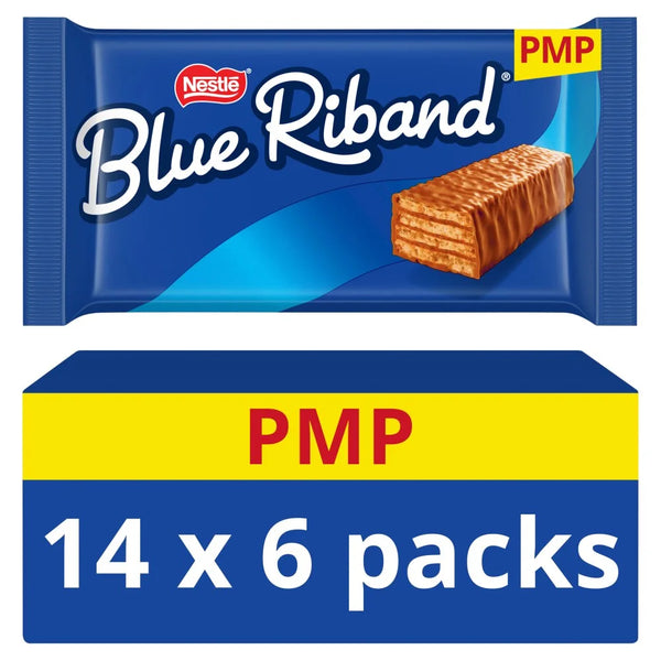 Blue Riband Wafer Biscuit Bar 6 Pack Multipack 108g, front of pack