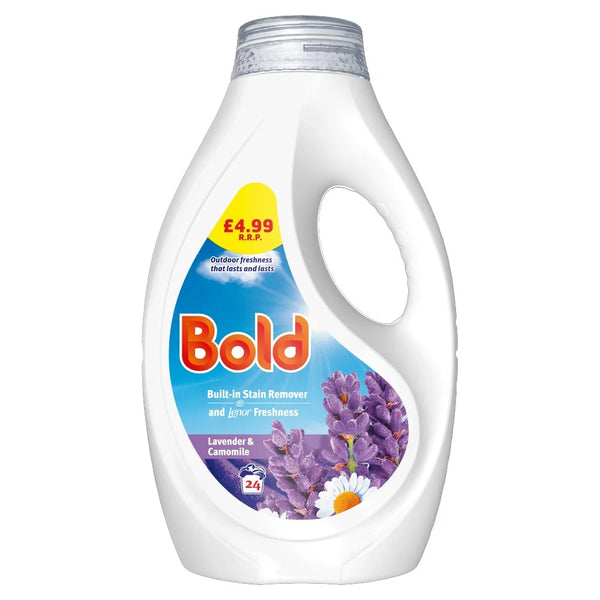 Bold Lavender and Camomile Liquid Laundry Detergent Gel 24 Washes, front of pack