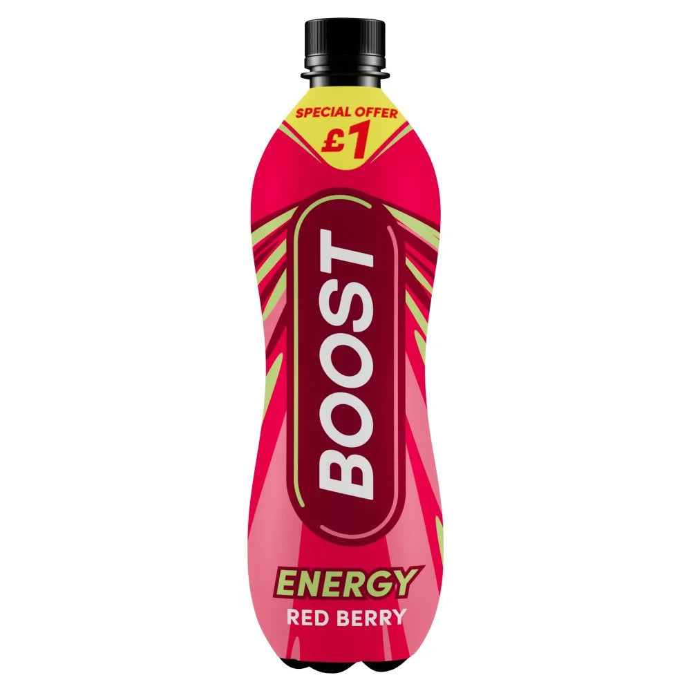 Boost Energy Red Berry 500ml, front of pack