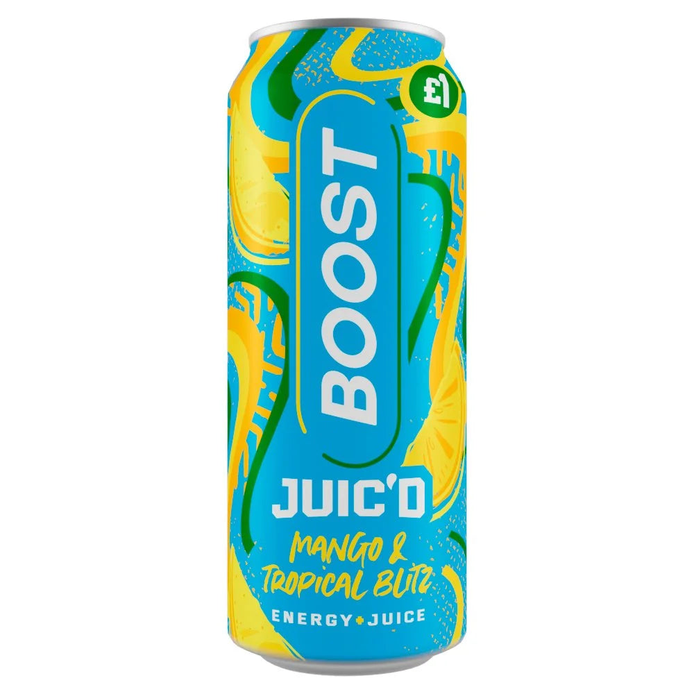 Boost Juic'd Energy Drink Mango & Tropical Blitz 500ml, front of pack