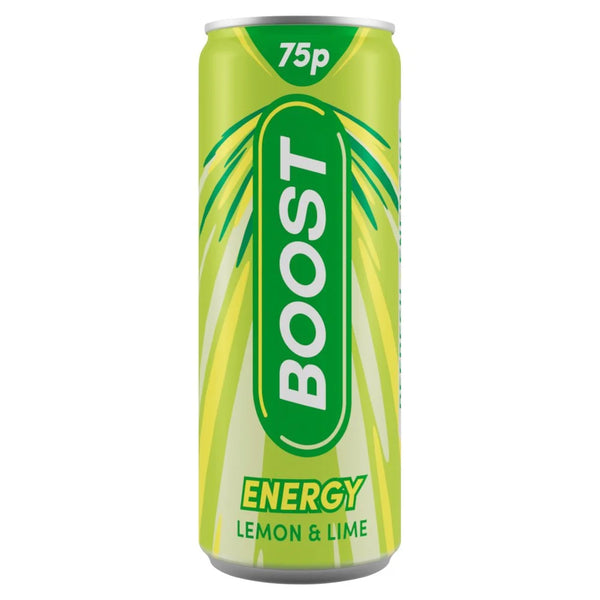 Boost Lemon & Lime Energy Drink Can 250ml, front of pack