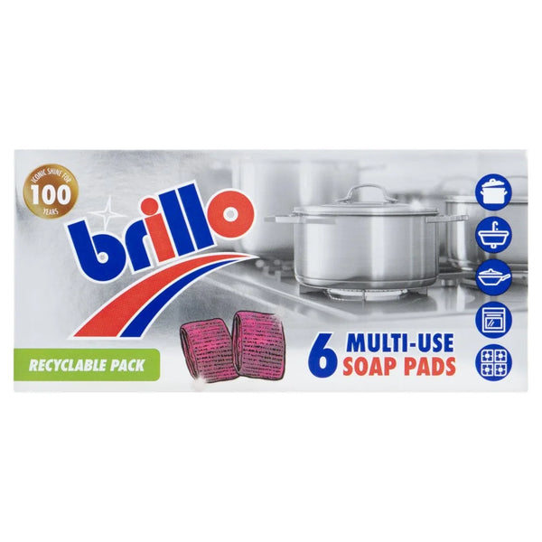 Brillo Multi-Use Soap Pads 6 Pack, front of pack