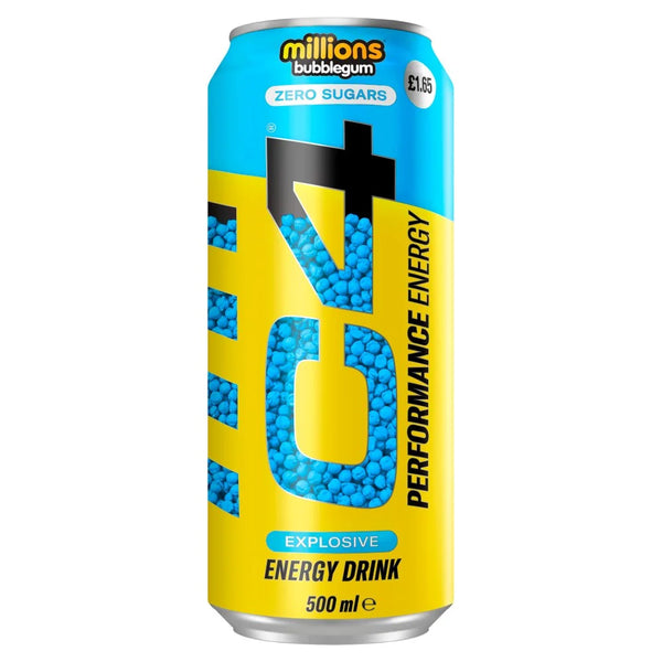 C4 Millions Bubblegum Zero Sugars Energy Drink 500ml, front of pack