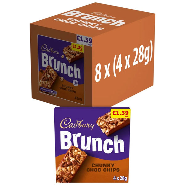 Cadbury Brunch Oats Chocolate Chip Cereal Bars 4 pack, front of pack
