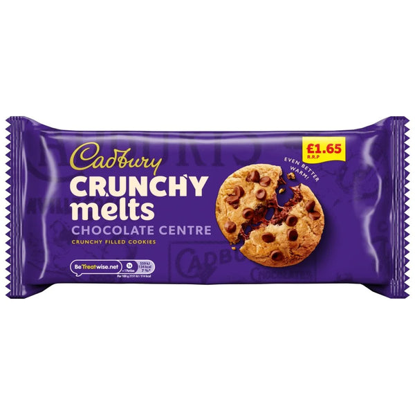 Cadbury Crunchy Melts Chocolate Centre Chocolate Chip Cookies 156g, front of pack