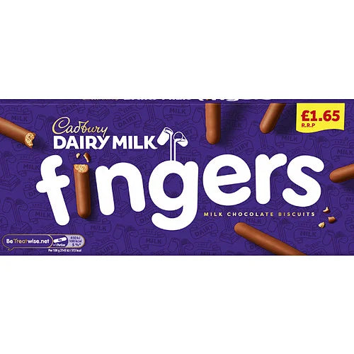 Cadbury Dairy Milk Fingers Milk Chocolate Covered Biscuits 114g, front of pack