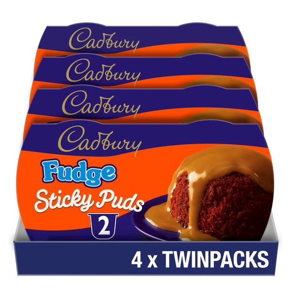 Cadbury Fudge Sticky Sponge Pudding pots 2 x 95g, front of pack