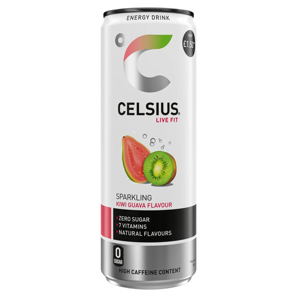 Celsius Sparkling Kiwi Guava 355ml, front of pack