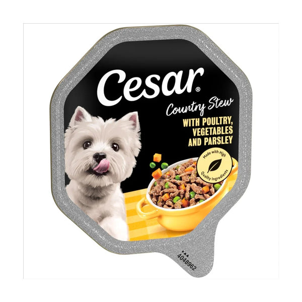Cesar Country Stew Adult Wet Dog Food Chicken & Veg 150g, front of pack