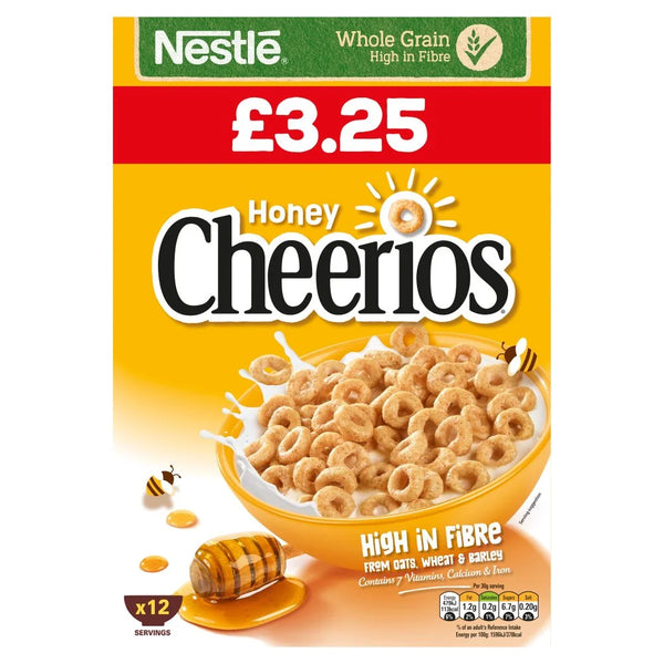 Cheerios Honey Multigrain Hoops Breakfast Cereal 370g, front of pack