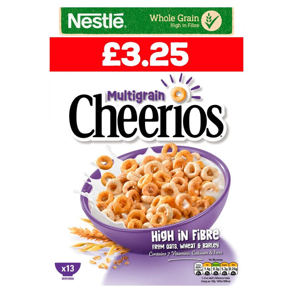 Cheerios Multigrain Hoops Breakfast Cereal 390g, front of pack