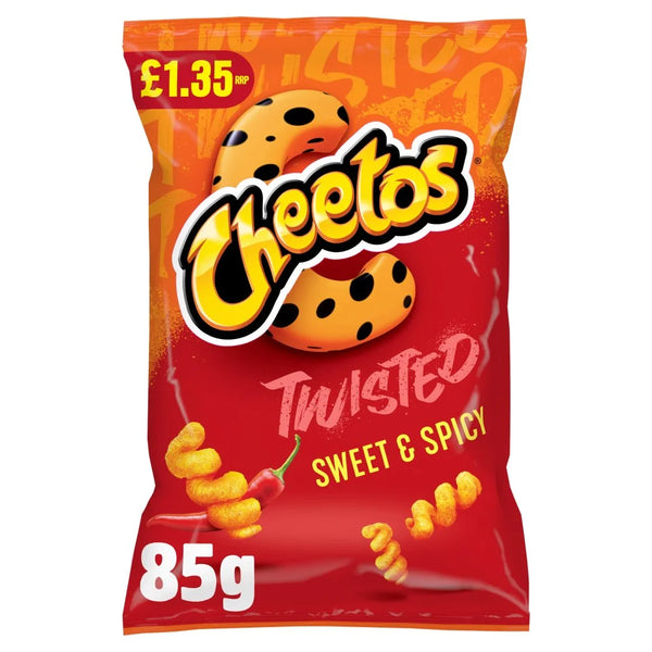 Cheetos Twisted Sweet and Spicy Corn Puffs 85g, front of pack