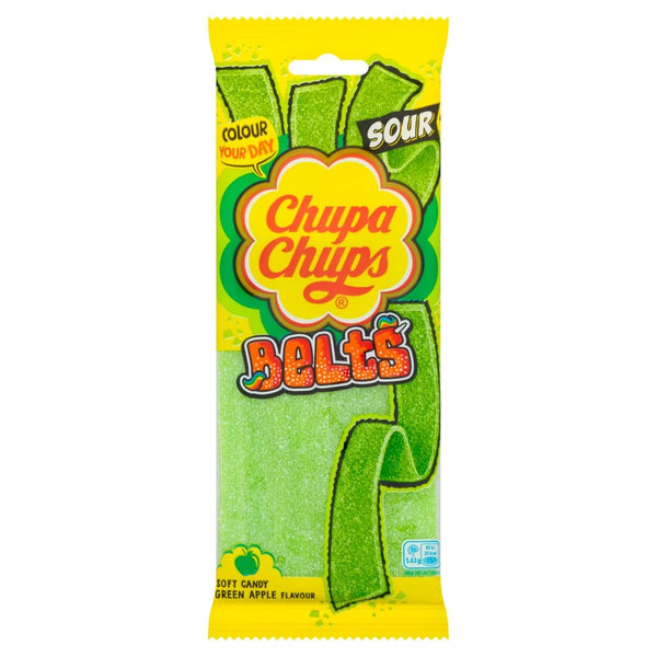 Chupa Chups Belts Green Apple Soft Candy 90g, front of pack