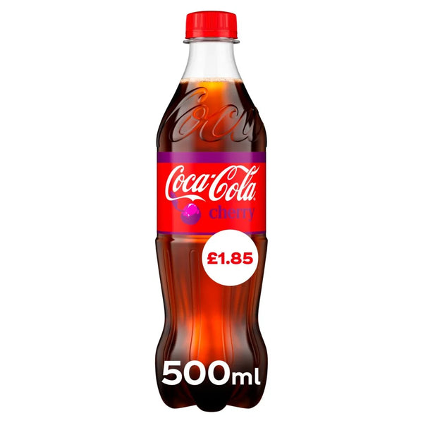 Coca-Cola Cherry Soft Drink 500ml Bottle, front of pack