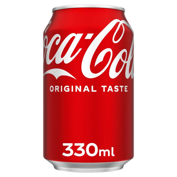 Coca-Cola Original Taste 330ml cans, pack of 24, front of pack