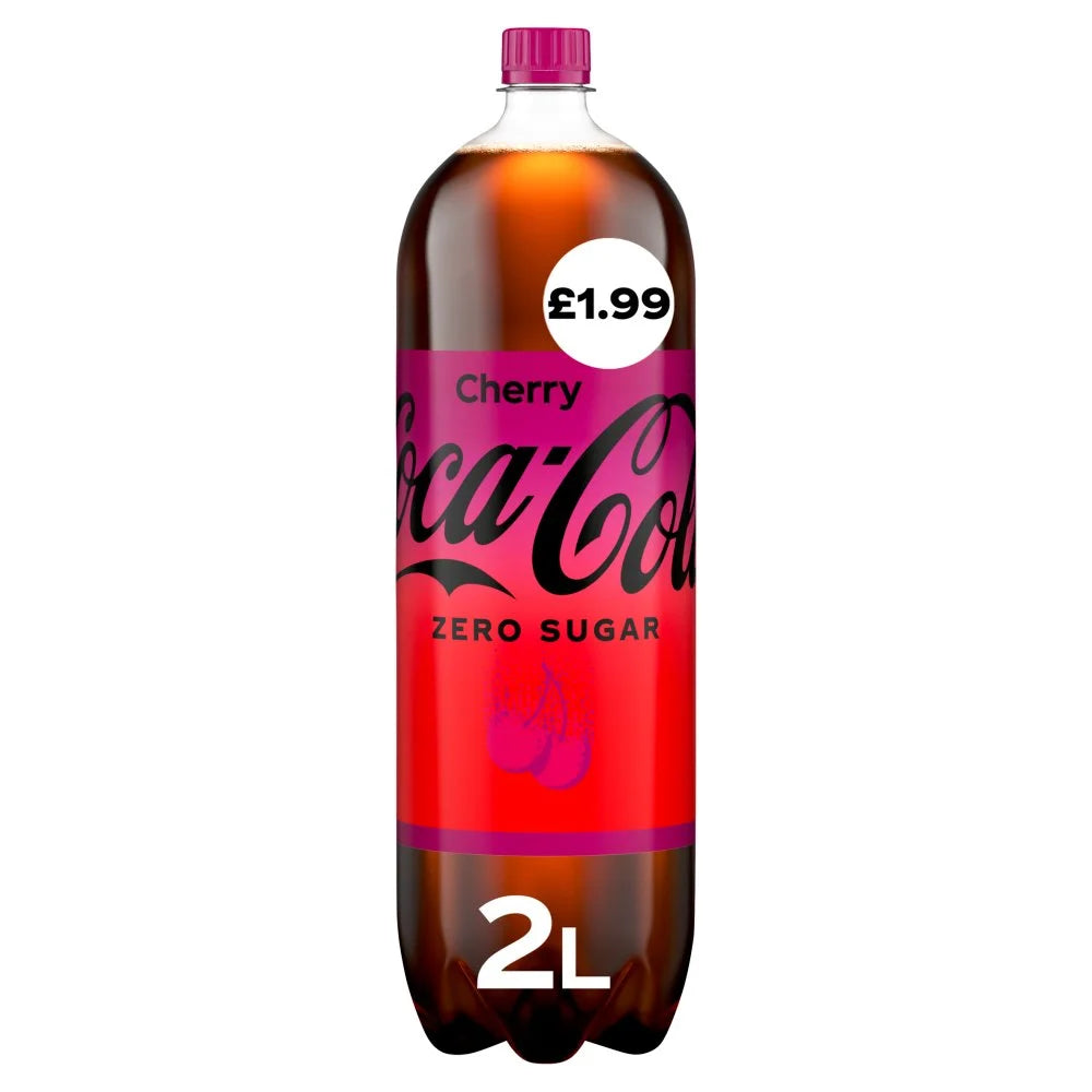 Coca-Cola Zero Sugar Cherry 2L Bottle, front of pack