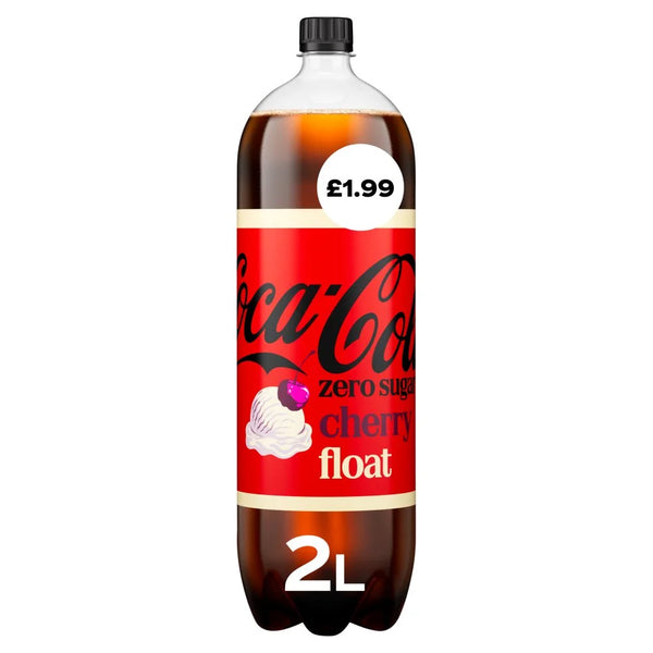 Coca-Cola Zero Sugar Cherry Float 2L bottle, front of pack