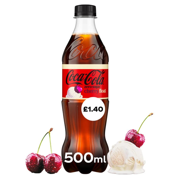 Coca-Cola Zero Sugar Cherry Float 500ml Bottle, front of pack