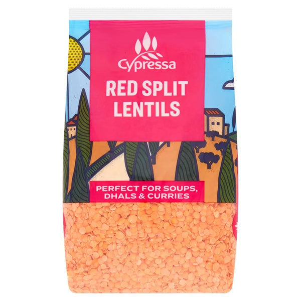 Cypressa Red Split Lentils 500g, front of pack